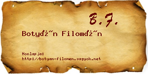 Botyán Filomén névjegykártya